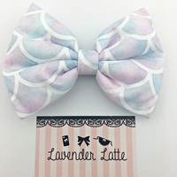 Mermaid Scales Watercolour Pastel Large Fabric Bow - Thumbnail 1