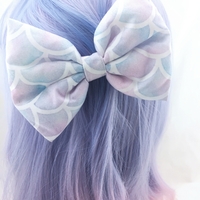 Mermaid Scales Watercolour Pastel Large Fabric Bow - Thumbnail 2