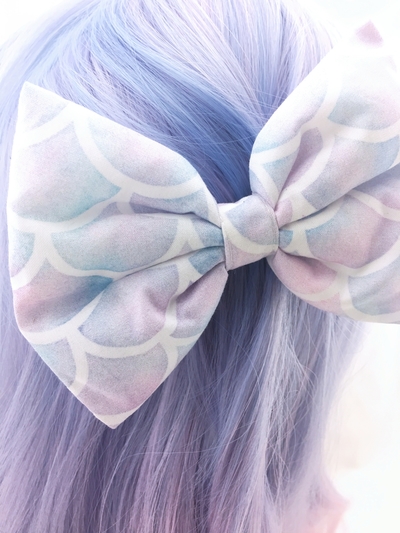 Mermaid Scales Watercolour Pastel Large Fabric Bow