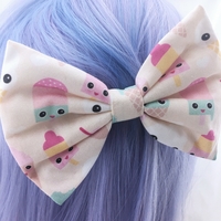 Pastel Kawaii Ice Cream Printed Large Hair Bow - Cute & Girly Hair Clip  - Thumbnail 1
