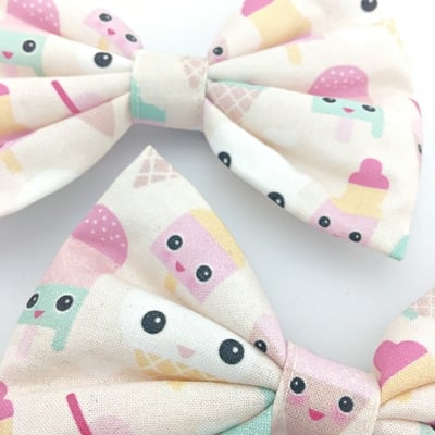 Pastel kawaii ice cream printed large hair bow - cute & girly hair clip  - Thumbnail 2