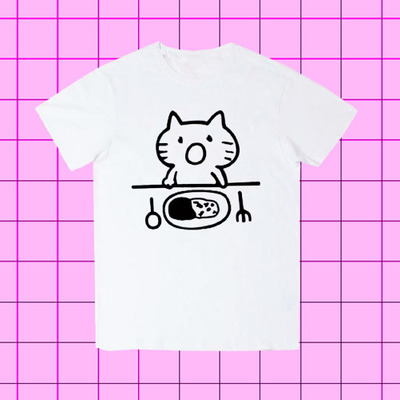 Kare raisu meow tee ( black / white )