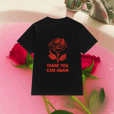 Thank you cum again t shirt in black