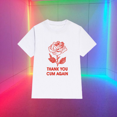 Thank you cum again t shirt in white