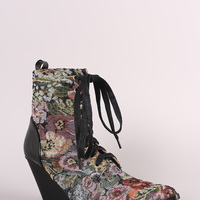  Pointy Toe Lace Up Booties - Thumbnail 1