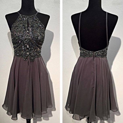 Short chiffon prom dresses beaded women party dresses