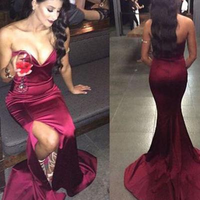 2017 prom dresses,simple burgundy prom dresses,mermaid prom dresses,long prom dress,burgundy evening dress,bd170407 - Thumbnail 5
