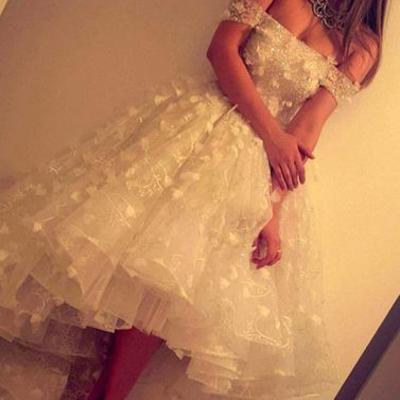 2017 prom dresses,white prom dresses,lace prom dress, cute prom dress,white lace formal dress,bd170409 - Thumbnail 5
