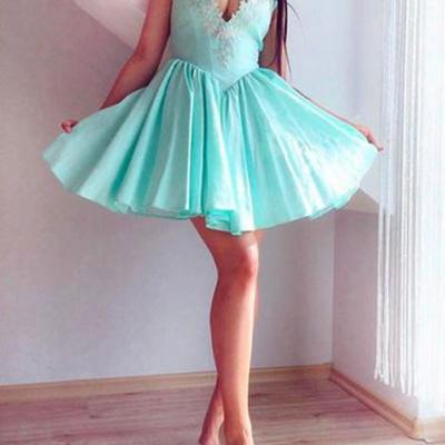 2017 homecoming dresses,green prom dresses,v neck prom dresses,lace prom dresses,short prom dress, cute homecoming dress,bd170424 - Thumbnail 5