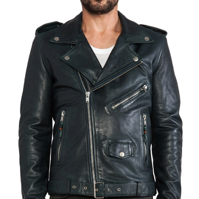 New handmade black brando fashion biker leather jacket - Thumbnail 5