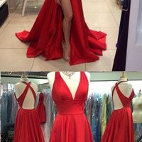 Sexy A-Line Prom Dress,Deep V-Neck Prom Dresses,Simple Prom Dresses,Custom Prom Dress ,2017 Prom Dress - Thumbnail 1