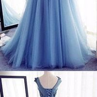 Appliques A-Line Prom Dresses,Long Prom Dresses 2017,Cheap Prom Dress, Evening Dresses Prom Gowns,2017 bridesmaid dress - Thumbnail 2