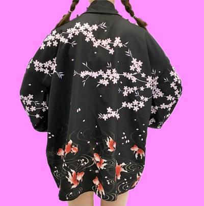 Harajuku Sakura Fish Printed Kimono