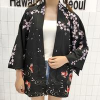 Harajuku Sakura Fish Printed Kimono - Thumbnail 1