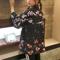 Harajuku Sakura Fish Printed Kimono - Thumbnail 4