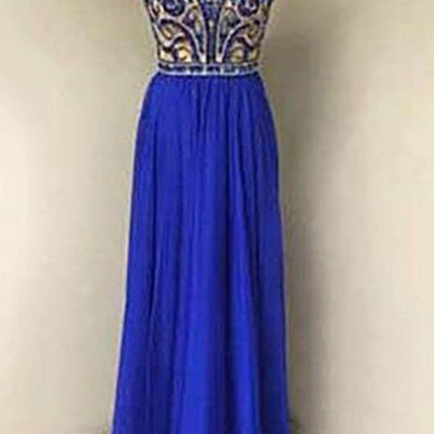 Halter neck navy blue chiffon prom dresses crystals beaded women dresses