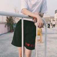 Heart Embroidered Corduroy Shorts - Thumbnail 2