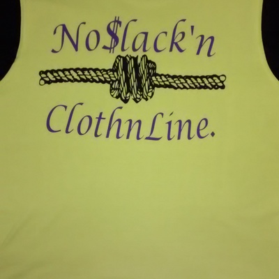 No$lack'nclothnline. (neonyellow,black&violetpurple) (sleeveless) t-shirt.