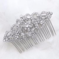 Handmade Silver Vintage Style Rhombus Rhinestone Crystals Wedding Bridal Dress Hair Comb  - Thumbnail 2