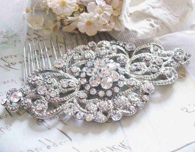 Handmade Vintage Style crystals Wedding Bridal Dress Buckle Hair Comb