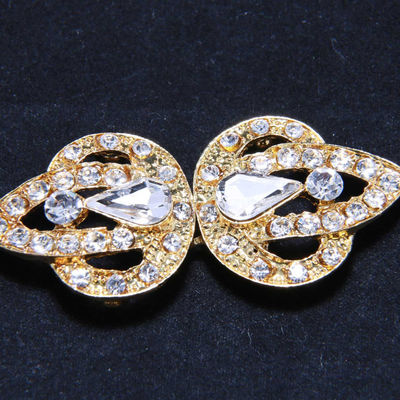 Rhinestone crystal dress sash gold closure hook and eye clasp - Thumbnail 4