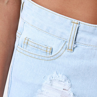 Distressed Cut Off Denim Shorts - Thumbnail 2