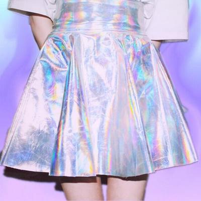 Harajuku holographic hologram party clubbing silver metallic skirts - Thumbnail 5