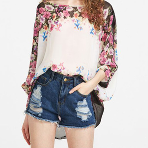 Floral Print Loose Blouse - Thumbnail 1