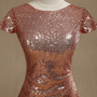 Rose gold Sequined Bridesmaid dress,Cap Sleeves Luxury Sequined Evening dress,Scoop neck Metallic Sparkle prom dress,Cow Back floor length-2