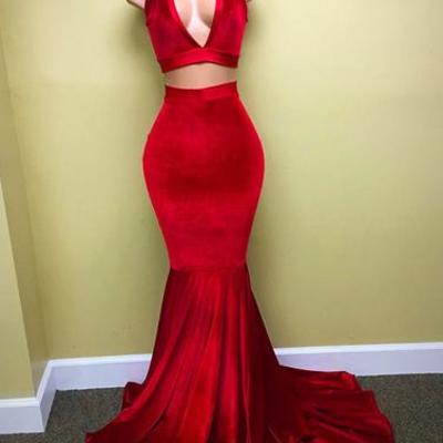 2017 prom dresses,simple prom dresses,red prom dresses,two pieces prom dresses,mermaid prom dresses,long prom dress, evening dresses ,bd170812