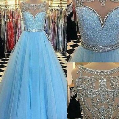 2017 prom dresses,blue prom dresses,round neck prom dresses,long prom dress, evening dress,bd170815