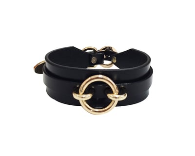 Leather OH Choker ( Black + Gold )