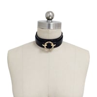 Leather OH Choker ( Black + Gold ) - Thumbnail 1