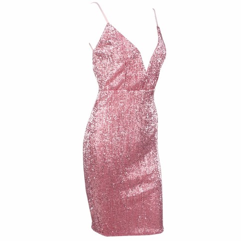 Light Pink Bodycon Sequins Dress