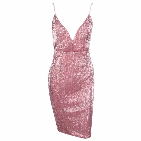 Light Pink Bodycon Sequins Dress