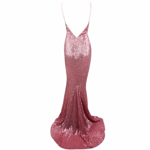 Light Pink Mermaid Sequins Maxi Dress
