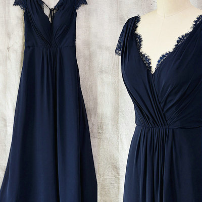 Vintage navy blue lace bridesmaid dress