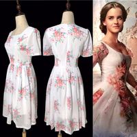 BM31 Belle 2017 white dress celebration dress disneybound chiffon dress with flower - Thumbnail 1