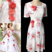 BM31 Belle 2017 white dress celebration dress disneybound chiffon dress with flower - Thumbnail 2