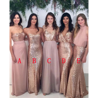 Long bridesmaid dress, mismatched bridesmaid dress,sequin bridesmaid dress, charming bridesmaid dress, cheap bridesmaid dress, pd15442 - Thumbnail 1