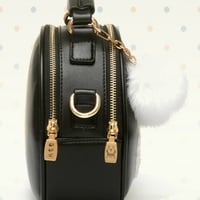 Black & white cat fur ball purse - Thumbnail 2