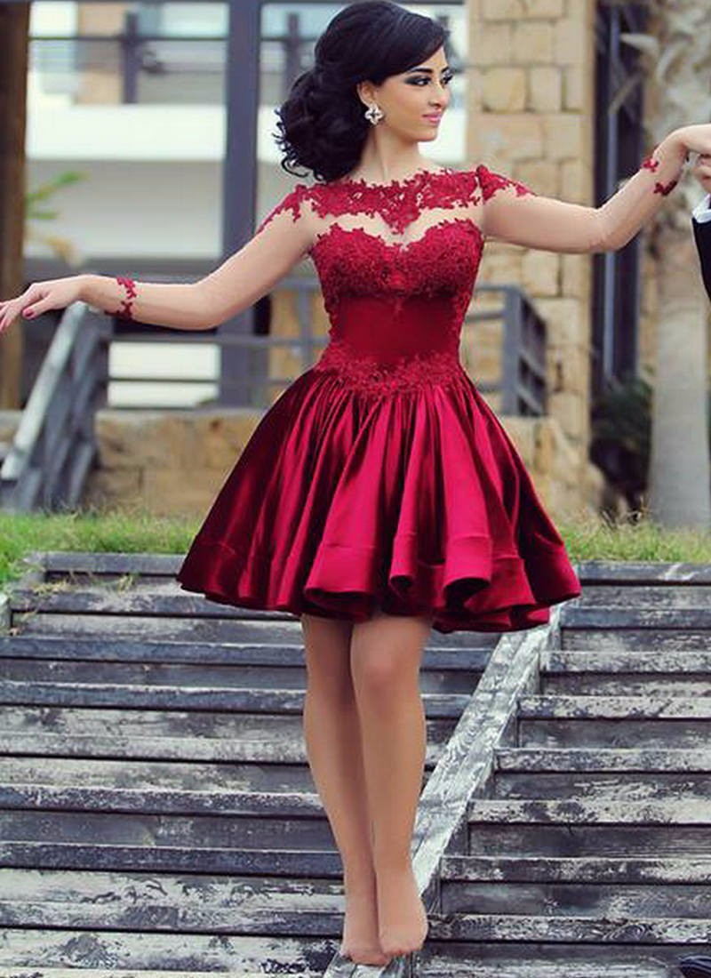 Homecoming Dress with Sleeves,Short 