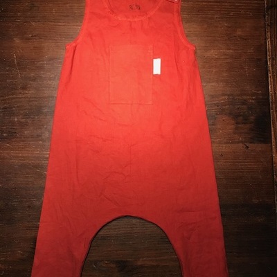 Orange cotton/linen blend romper