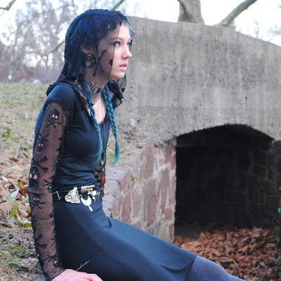 Skull and cross bones mesh hooded dress