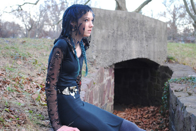 Skull and Cross Bones Mesh Hooded Dress