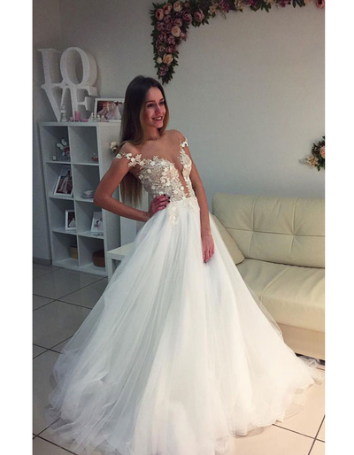 A-Line Charming Appliques wedding dress, lace wedding dress, cheap wedding dress, cheap wedding gown, bridal wedding dress,W13