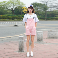 Slim straps denim overall shorts - Thumbnail 2