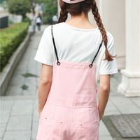 Slim straps denim overall shorts - Thumbnail 4