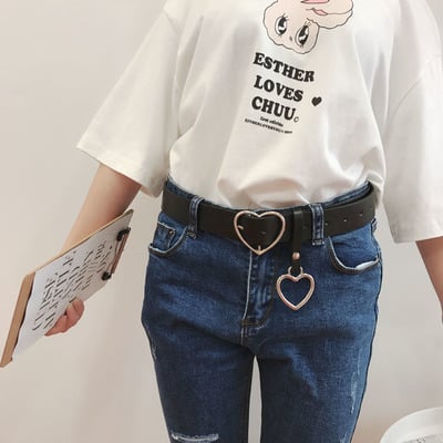 Heart shaped ring leather belt