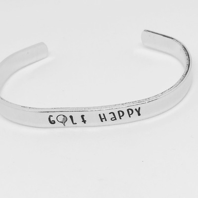 Golf happy hand stamped bracelet